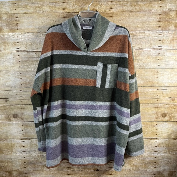 Chic Soul Time To Bolt Sweater Top Striped Multi-Color Cowl Neck NWOT Size 2X - Picture 4 of 11